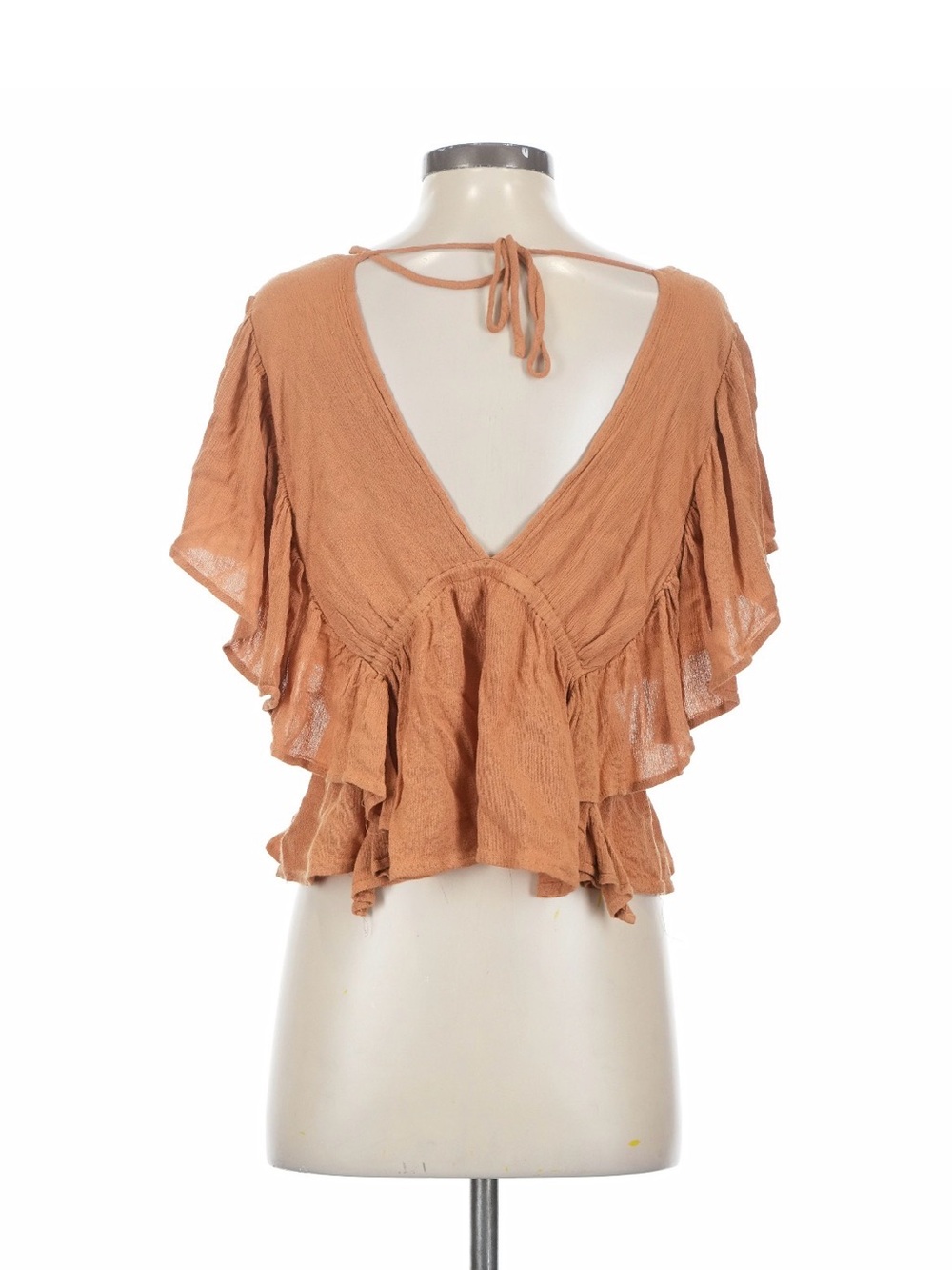 ILLA ILLA Rust Boho Ruffle Button Front Top | Open Back - Picture 2 of 7